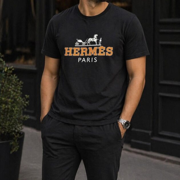 T-shirt Hermes 👕 Top qualité 👌 NOIR