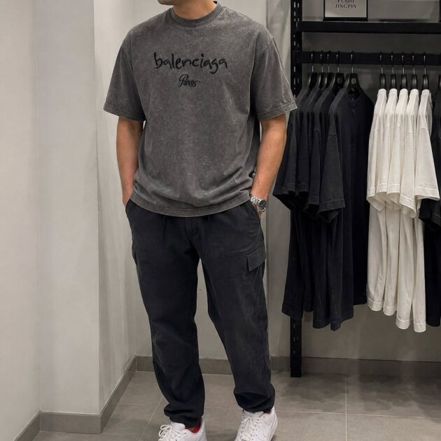 T shirt Balenciaga Paris GRIS