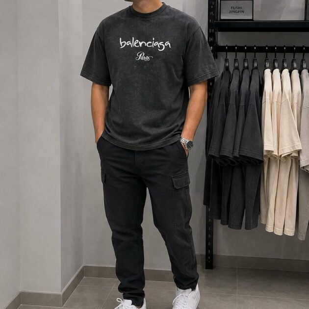 T shirt Balenciaga Paris NOIR